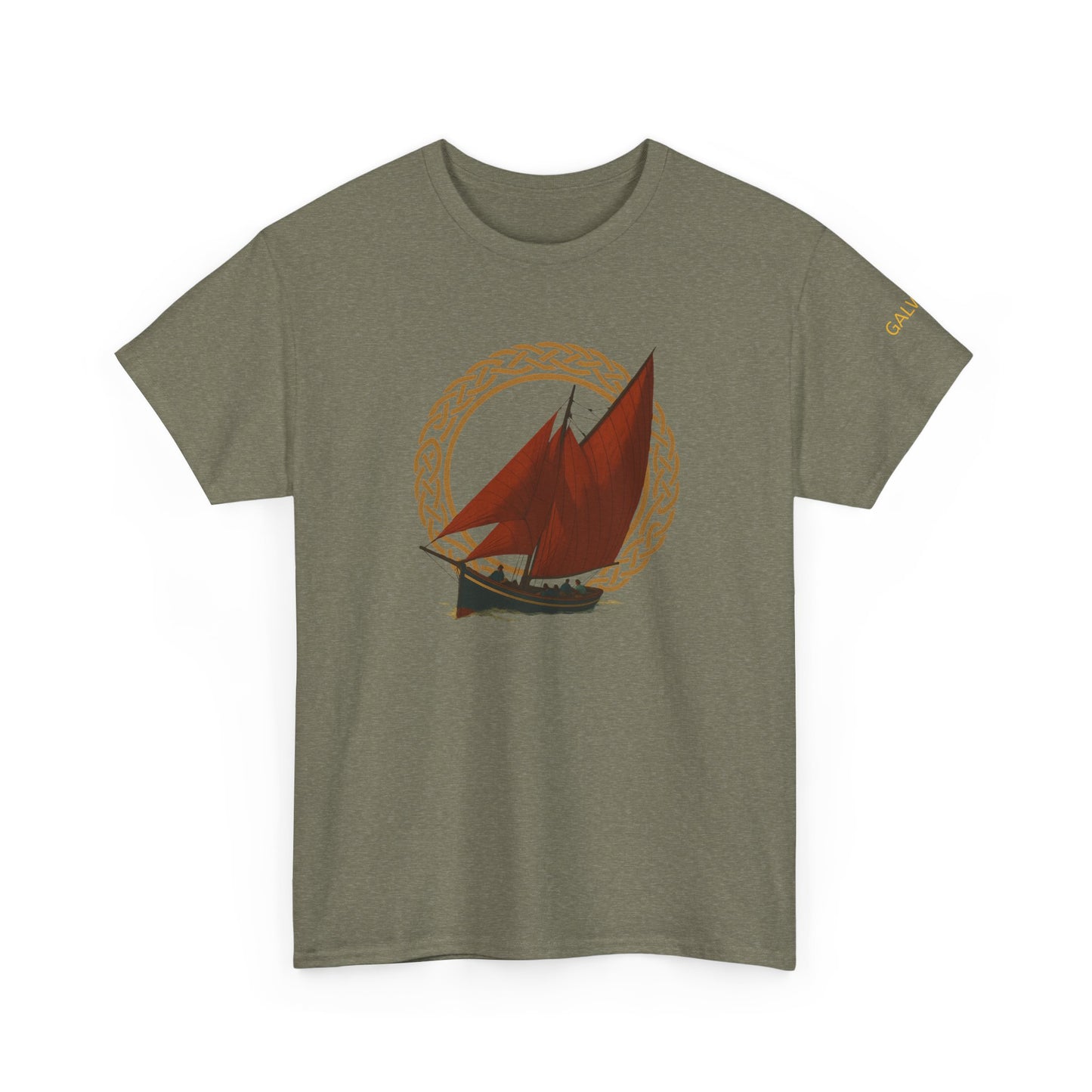 Galway Hooker Nautical T‑Shirt — "Heritage Sails On" Personalized Back & Sleeve Tee