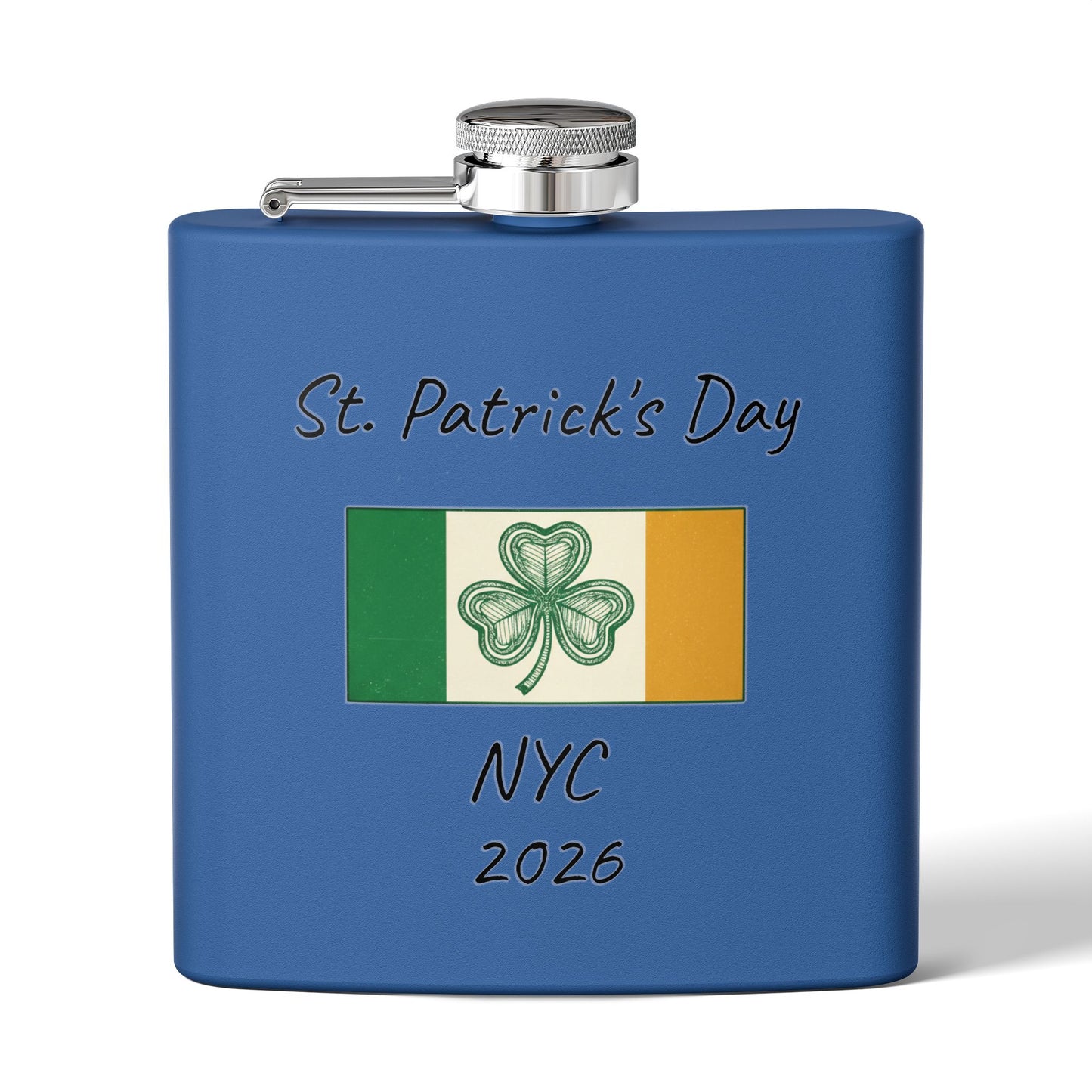 Stainless Steel Flask — Personalize St. Patrick's Day NYC 2026 Design