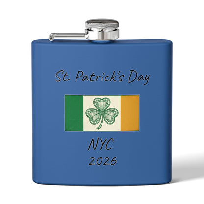 Stainless Steel Flask — Personalize St. Patrick's Day NYC 2026 Design