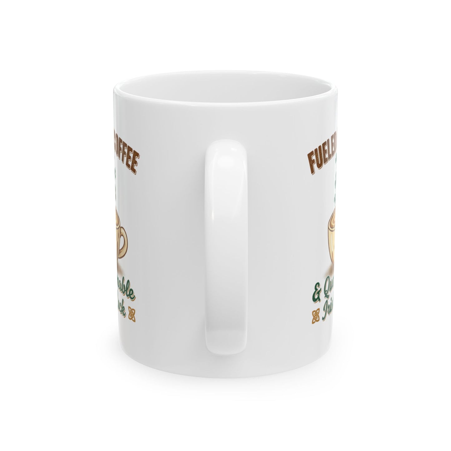 Fueled by Coffee & Caffeine and Irish Luck Ceramic Mug — Retro St. Patrick’s Coffee Gift (11oz, 15oz)