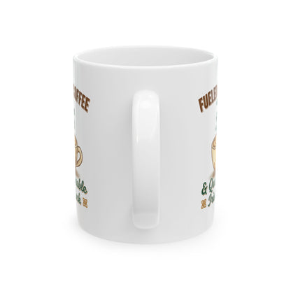 Fueled by Coffee & Caffeine and Irish Luck Ceramic Mug — Retro St. Patrick’s Coffee Gift (11oz, 15oz)