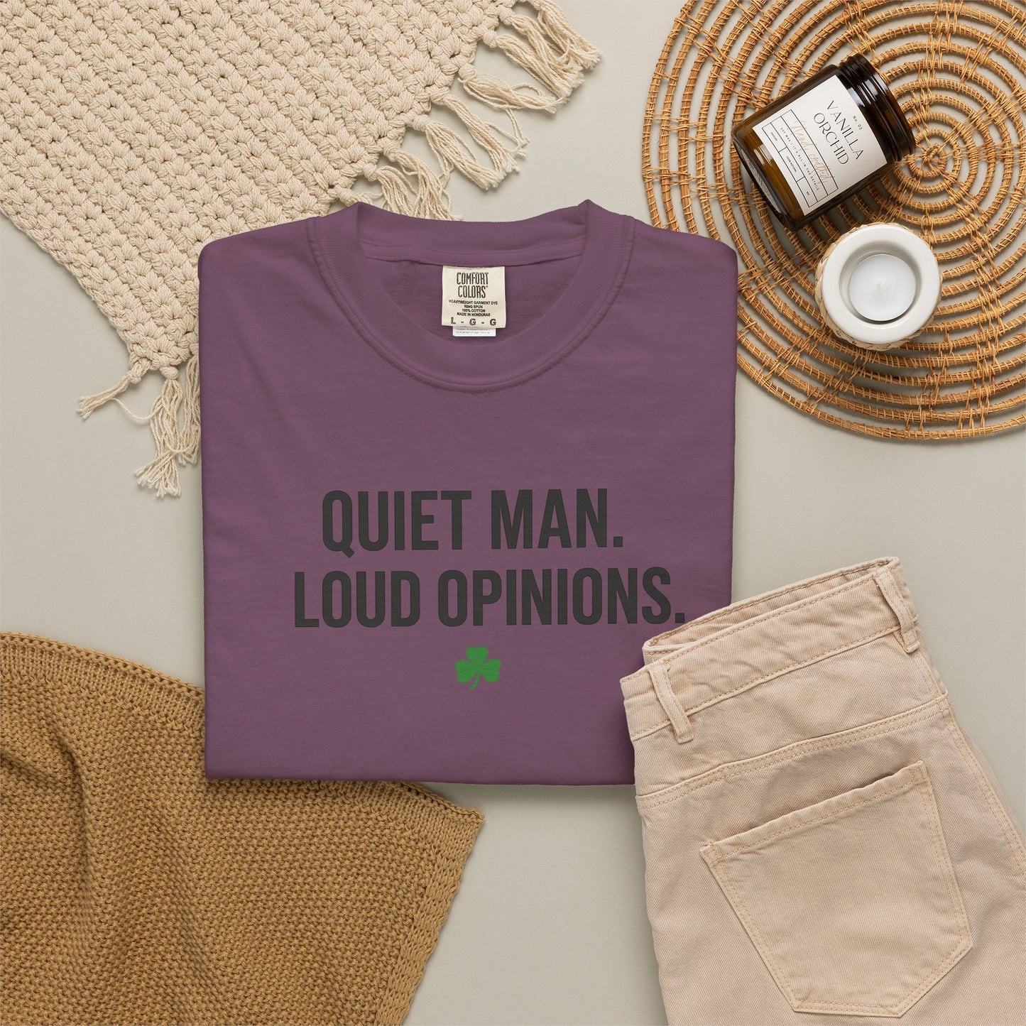 Quiet Man Loud Opinions T-Shirt — Funny Father's Day Tee with Shamrock