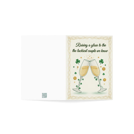 Anniversary Greeting Card — "Raising a glass to the luckiest couple" (St. Patrick's Day Married)