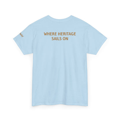 Galway Hooker Nautical T‑Shirt — "Heritage Sails On" Personalized Back & Sleeve Tee