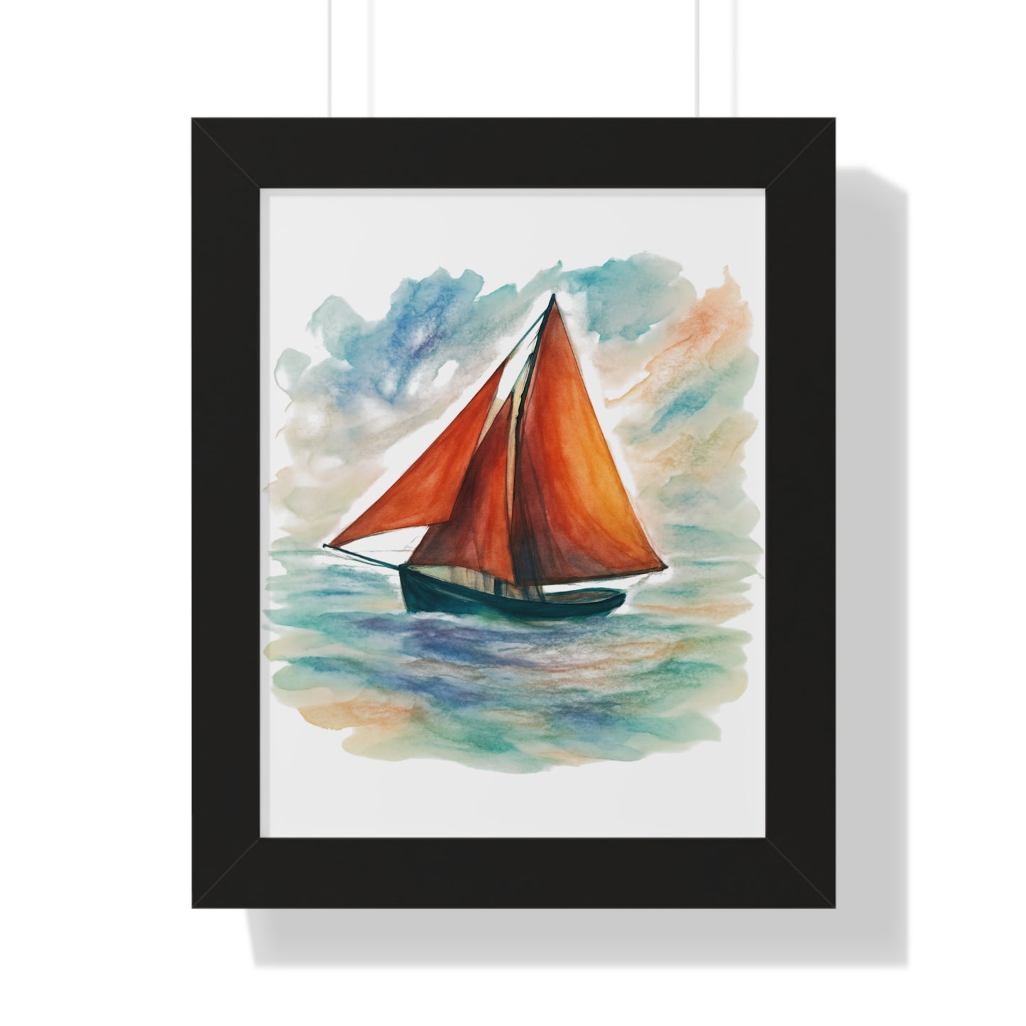 Galway Hooker Seascape Framed Vertical Poster, Nautical Wall Art, Coastal Decor, Sailboat Print, Gift for Ocean Lovers, Home and Living Decoration