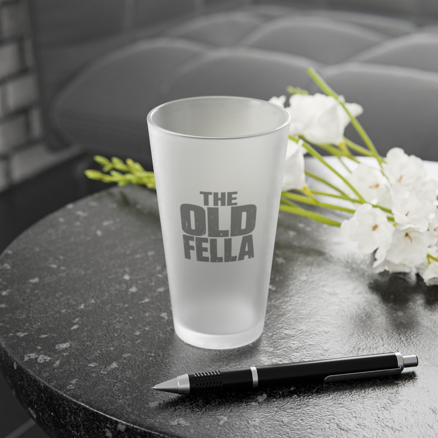 Frosted Pint Glass - "The Old Fella" 16oz Novelty Beer Glass