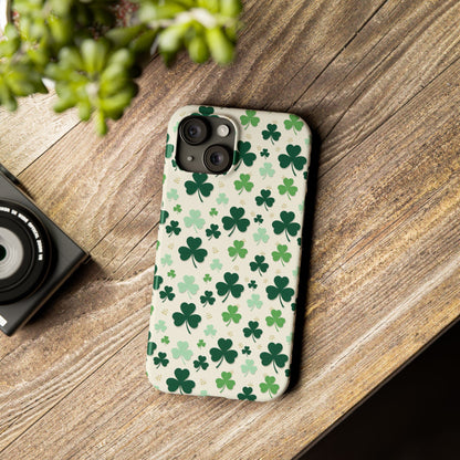 Shamrock Pattern Slim Phone Case — Irish Clover Protective Cover