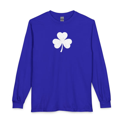 Personalize Long Sleeve T-Shirt - Minimal White Chest Shamrock Graphic