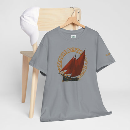 Galway Hooker Nautical T‑Shirt — "Heritage Sails On" Personalized Back & Sleeve Tee