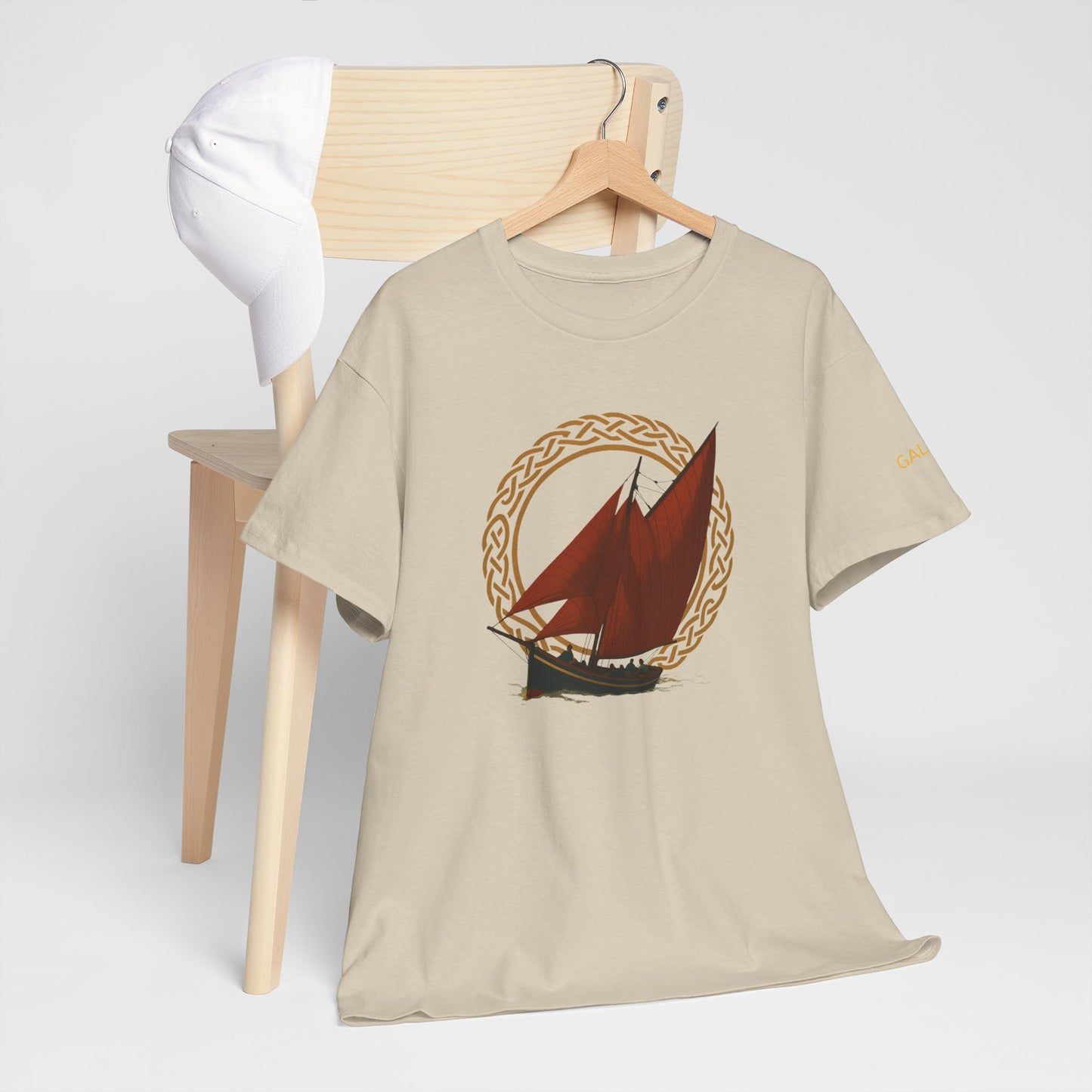 Galway Hooker Nautical T‑Shirt — "Heritage Sails On" Personalized Back & Sleeve Tee