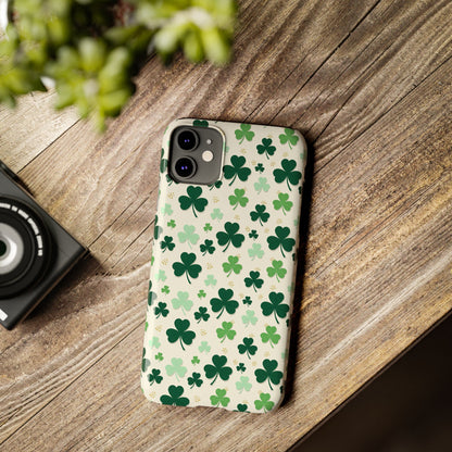 Shamrock Pattern Slim Phone Case — Irish Clover Protective Cover