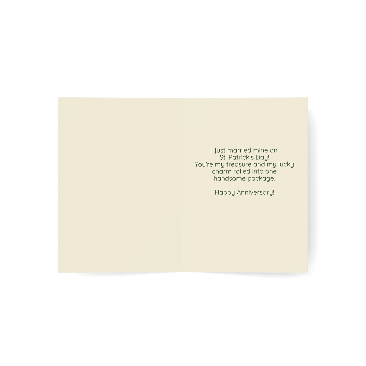 Funny Romantic Anniversary Card — "You're My Treasure" (St. Patrick's Day Theme)