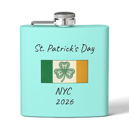 Stainless Steel Flask — Personalize St. Patrick's Day NYC 2026 Design
