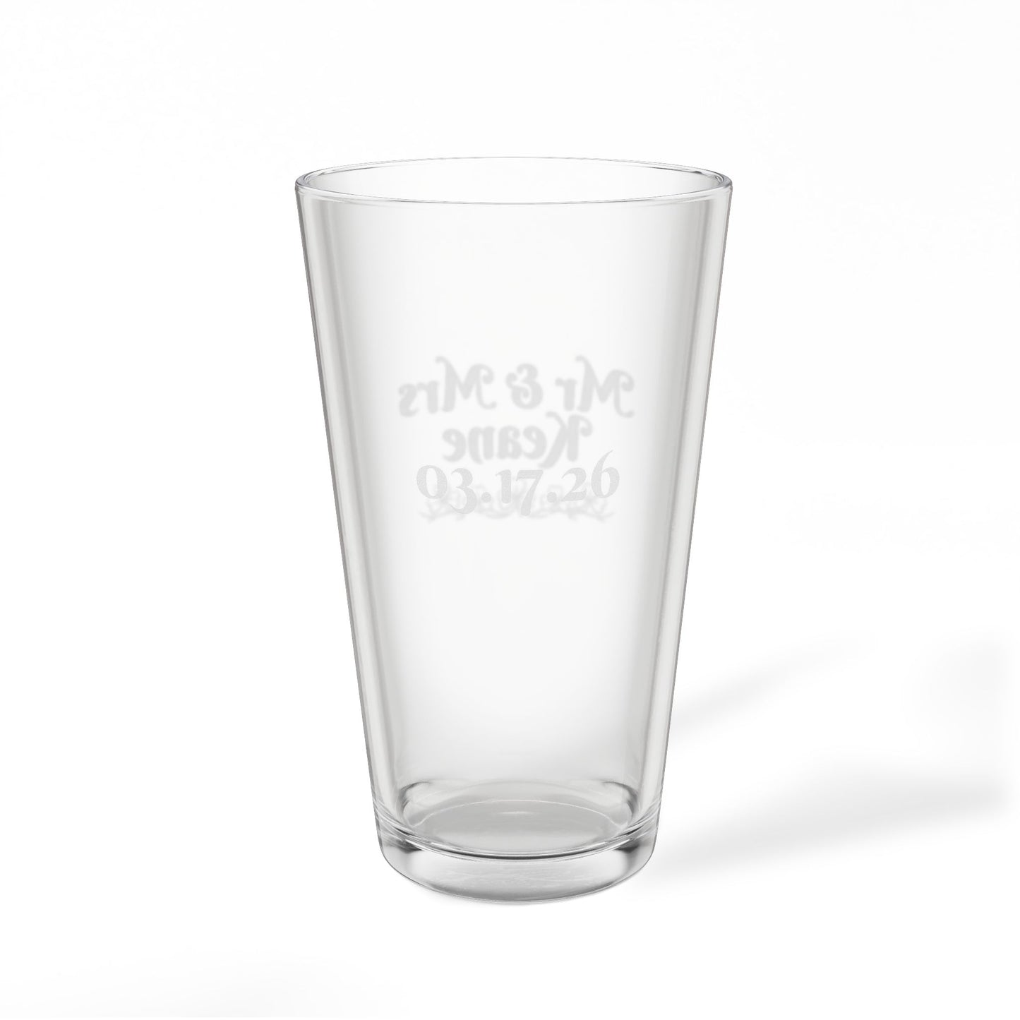 Engraved 16oz Pint Mixing Glass — Personalized Mr. & Mrs. Wedding Keepsake