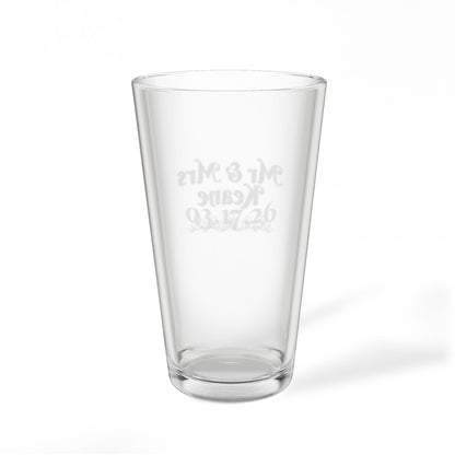 Engraved 16oz Pint Mixing Glass — Personalized Mr. & Mrs. Wedding Keepsake