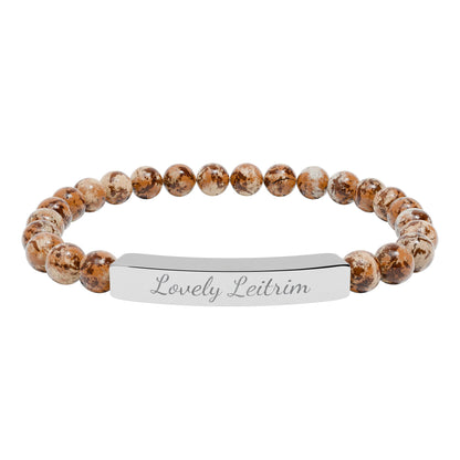 Personalized Engraved Natural Stone Stretch Bracelet — Custom Irish Message