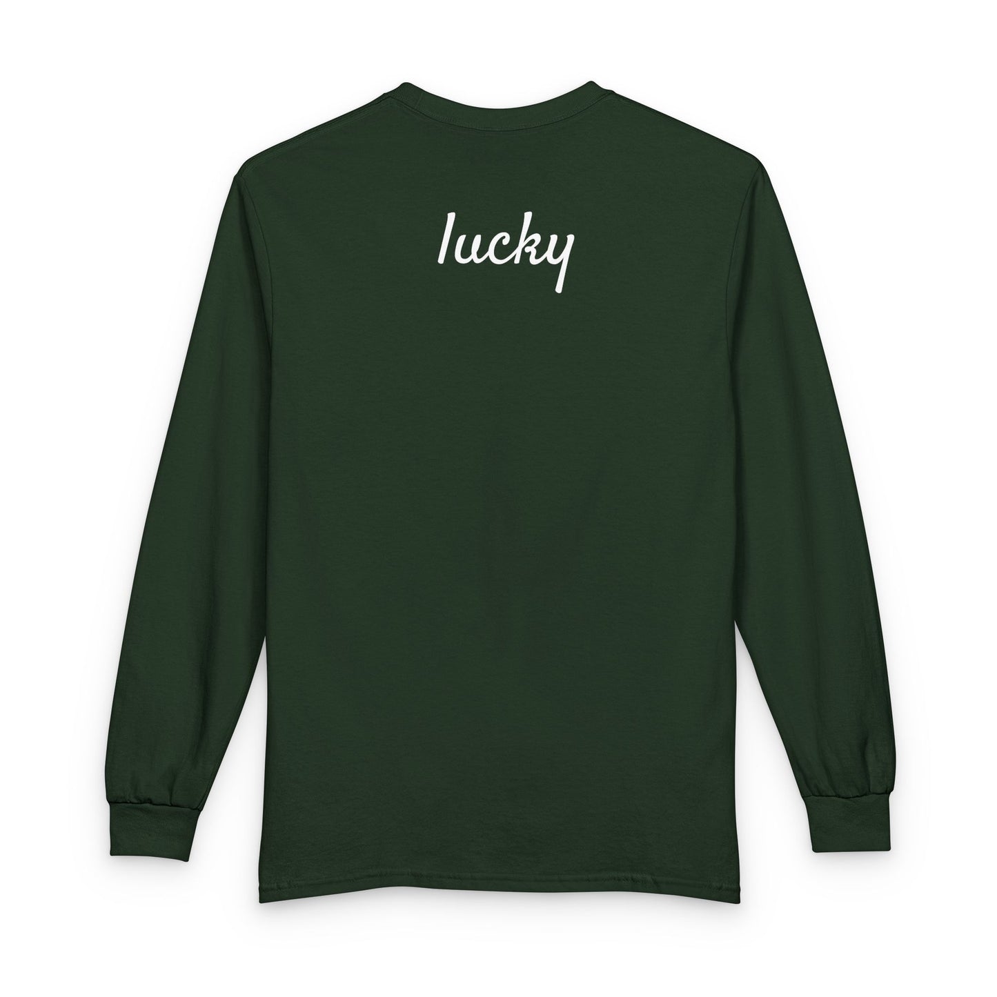 Personalize Long Sleeve T-Shirt - Minimal White Chest Shamrock Graphic