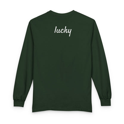 Personalize Long Sleeve T-Shirt - Minimal White Chest Shamrock Graphic