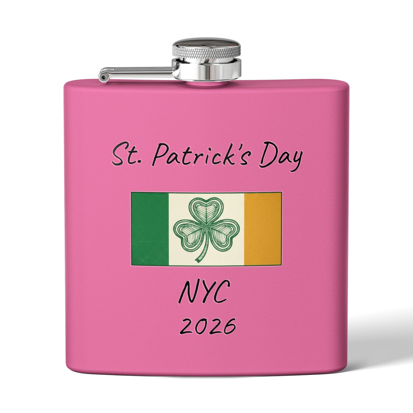 Stainless Steel Flask — Personalize St. Patrick's Day NYC 2026 Design