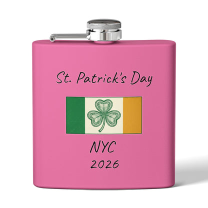Stainless Steel Flask — Personalize St. Patrick's Day NYC 2026 Design