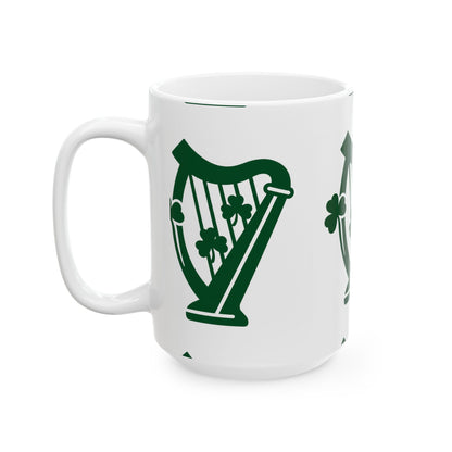 Shamrock Harp Ceramic Mug — Irish St. Patrick's Day Coffee Cup (11oz & 15oz)
