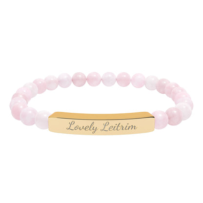 Personalized Engraved Natural Stone Stretch Bracelet — Custom Irish Message