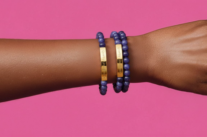 Personalized Engraved Natural Stone Stretch Bracelet — Custom Irish Message