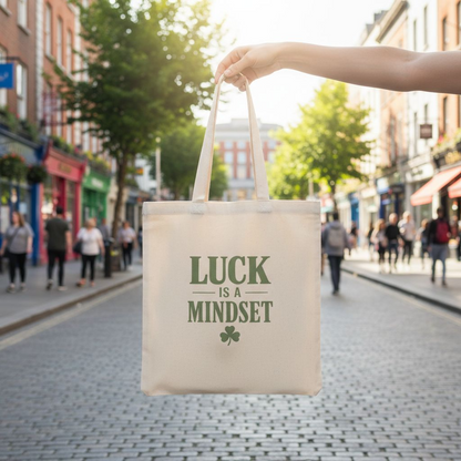 Tote Bag — "Luck Is A Mindset" Canvas Shopper (St. Patrick’s Day, Positive Vibes)