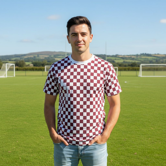 Galway Inspired Maroon & White Checkered Shirt | Custom County Colors Available