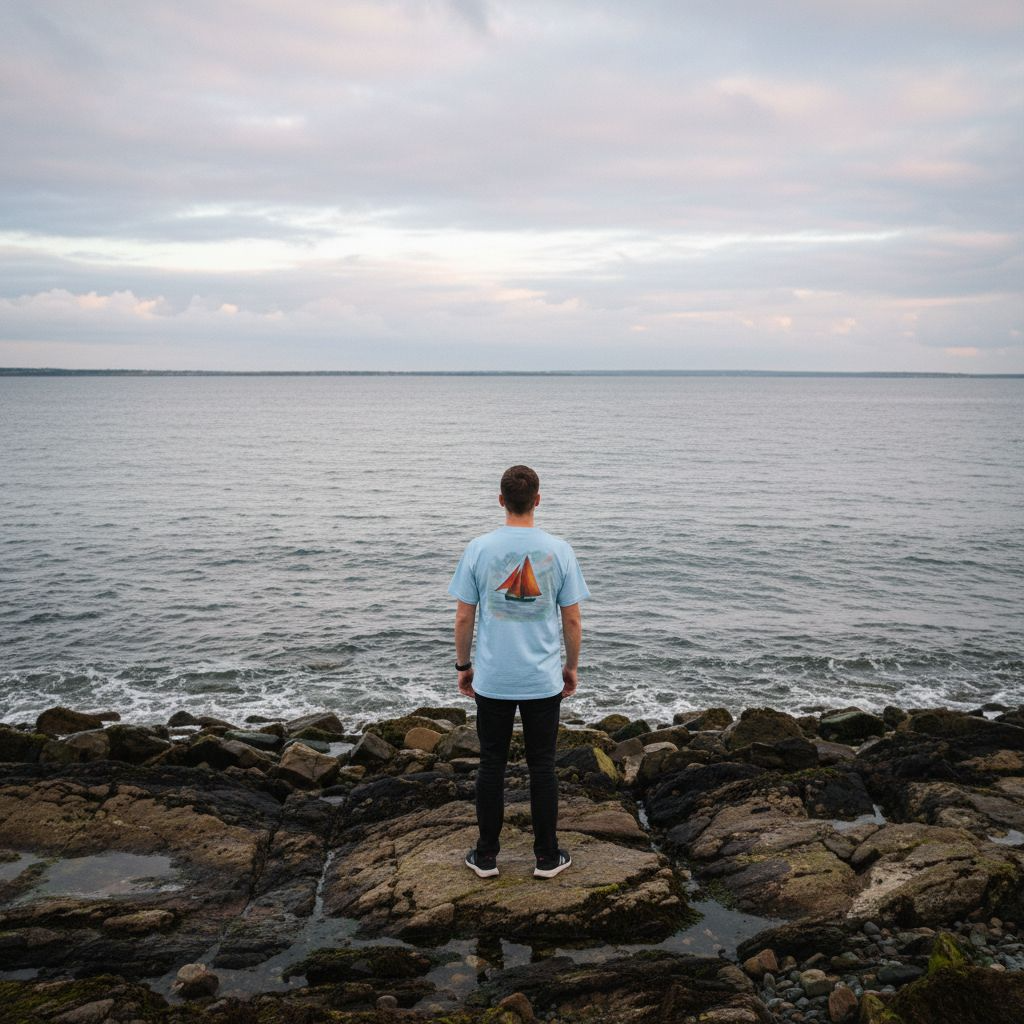 Personalized Irish Tides Unisex Heavy Cotton Tee | Galway Hooker Watercolor | Nautical Ocean Lover Gift