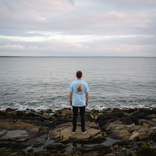 Personalized Irish Tides Unisex Heavy Cotton Tee | Galway Hooker Watercolor | Nautical Ocean Lover Gift