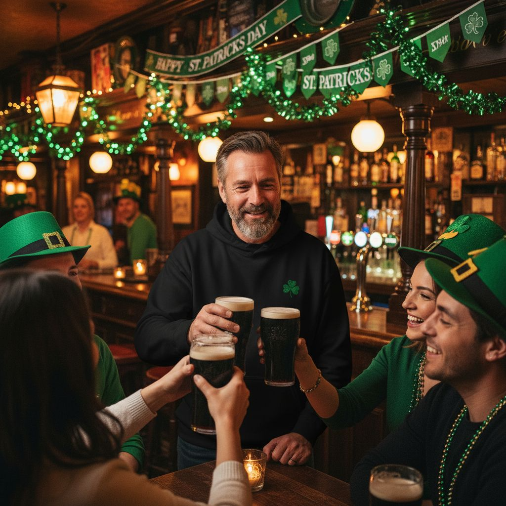 Shamrock Embroidered Hoodie – Small Lucky Shamrock Pullover