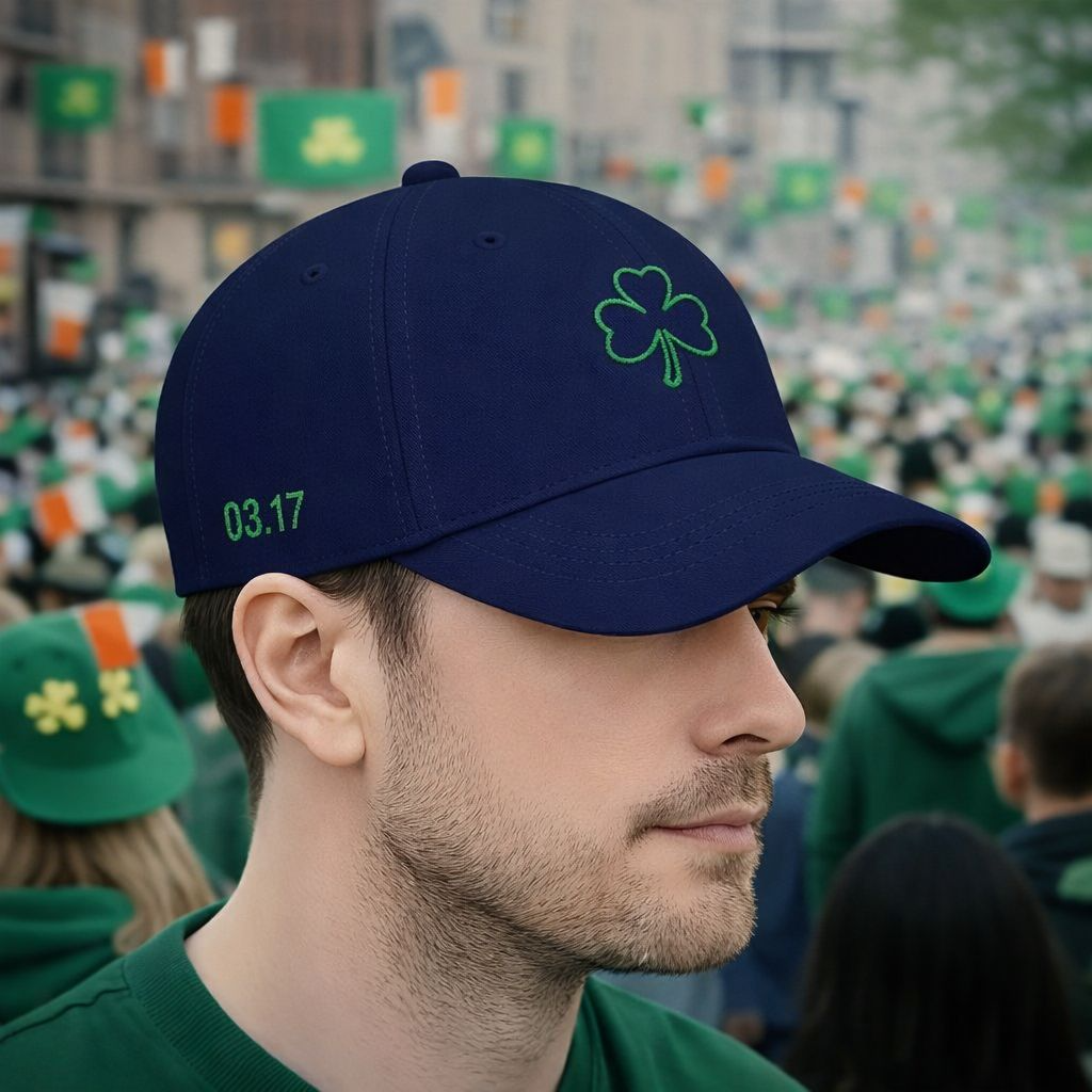 Embroidered Shamrock Low Profile Baseball Cap — St. Patrick’s Day Lucky Clover Hat (Personalize)