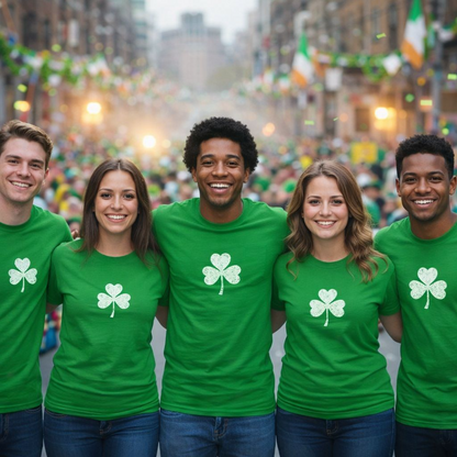 Personalize Long Sleeve T-Shirt - Minimal White Chest Shamrock Graphic