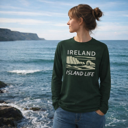 Ireland Island Life Long Sleeve Shirt — Personalize Retro Coastal Tee