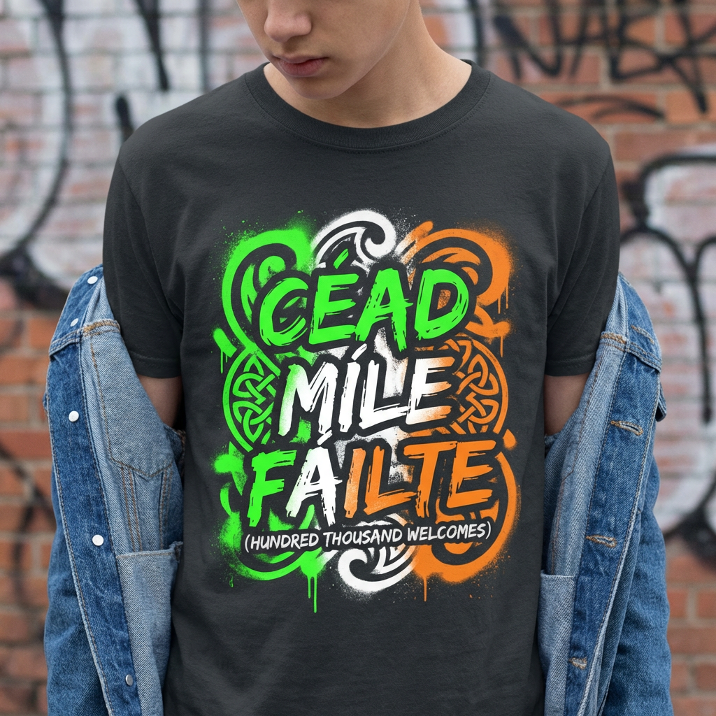Céad Míle Fáilte St. Patrick's Day T-Shirt — Irish Welcome Tee (stpatricksday2026) Personalize