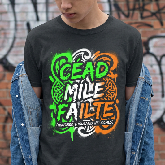 Céad Míle Fáilte St. Patrick's Day T-Shirt — Irish Welcome Tee (stpatricksday2026) Personalize