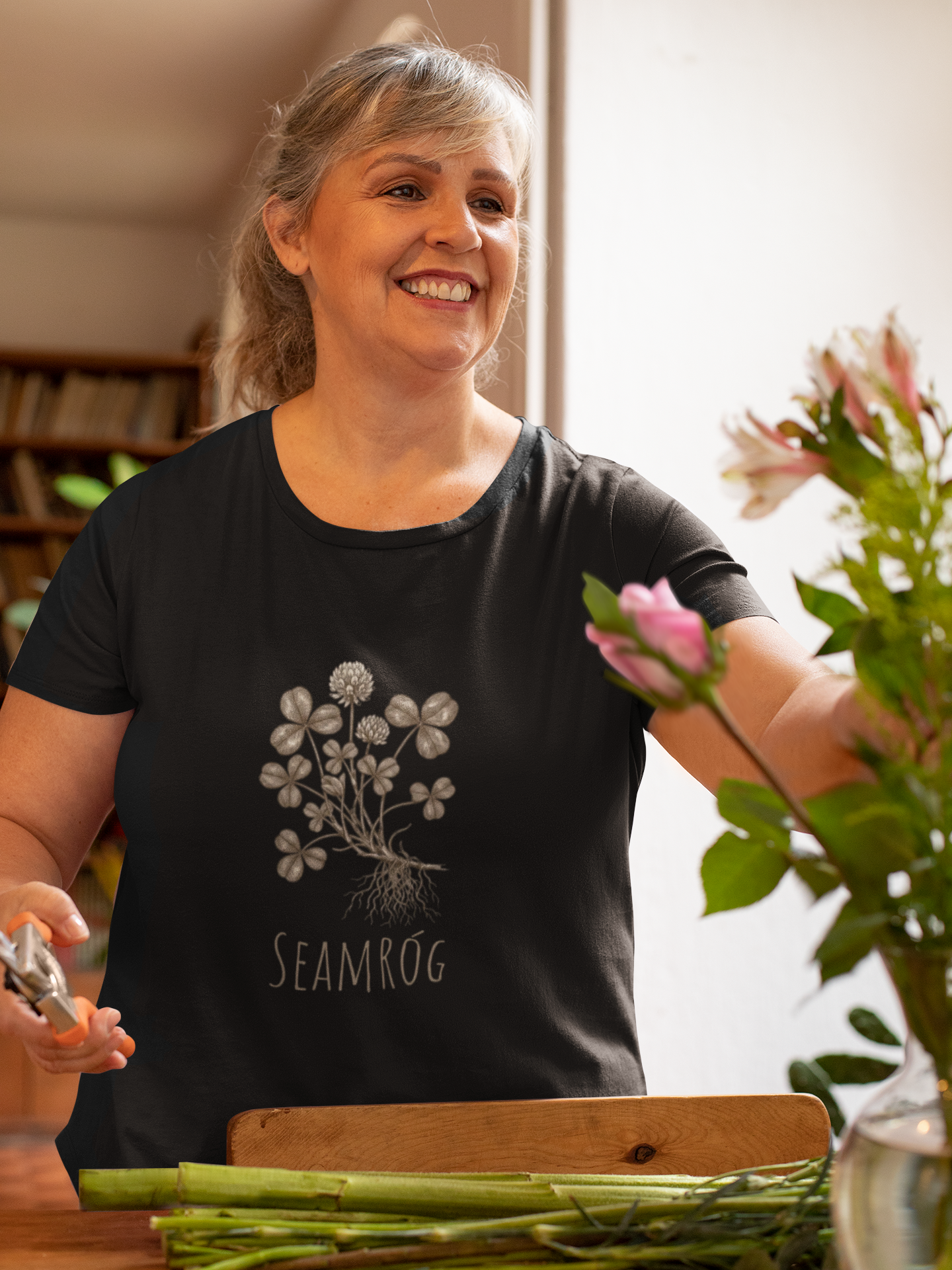 Shamrock Botanical Tee — Vintage Floral Clover Shirt