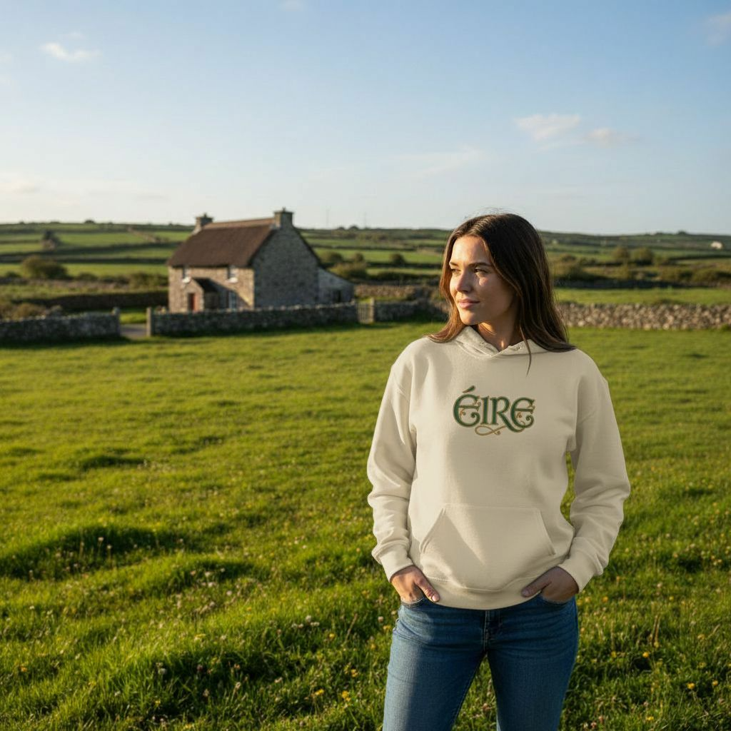 Éire Celtic Hoodie — Irish Heritage Script Pullover, Personalize