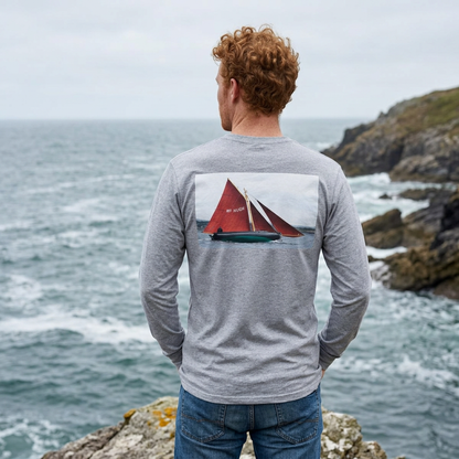 Personalized Galway Hooker Long Sleeve Tee — Custom Boat Photo & Name
