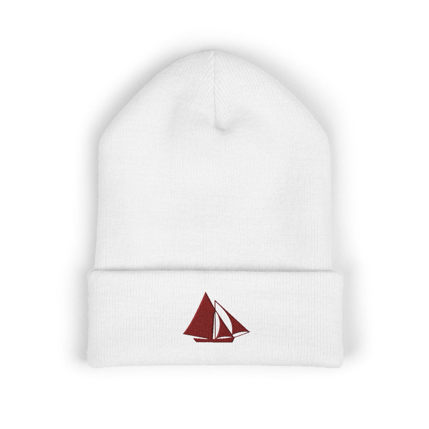 Embroider Galway Hooker Sailboat Cuffed Beanie — Irish Nautical Winter Hat