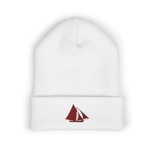 Embroider Galway Hooker Sailboat Cuffed Beanie — Irish Nautical Winter Hat