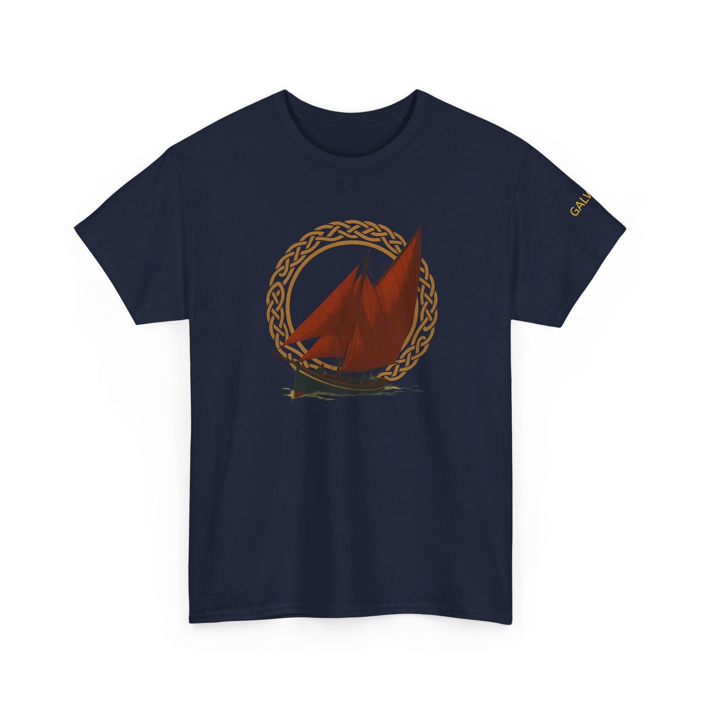 Galway Hooker Nautical T‑Shirt — "Heritage Sails On" Personalized Back & Sleeve Tee