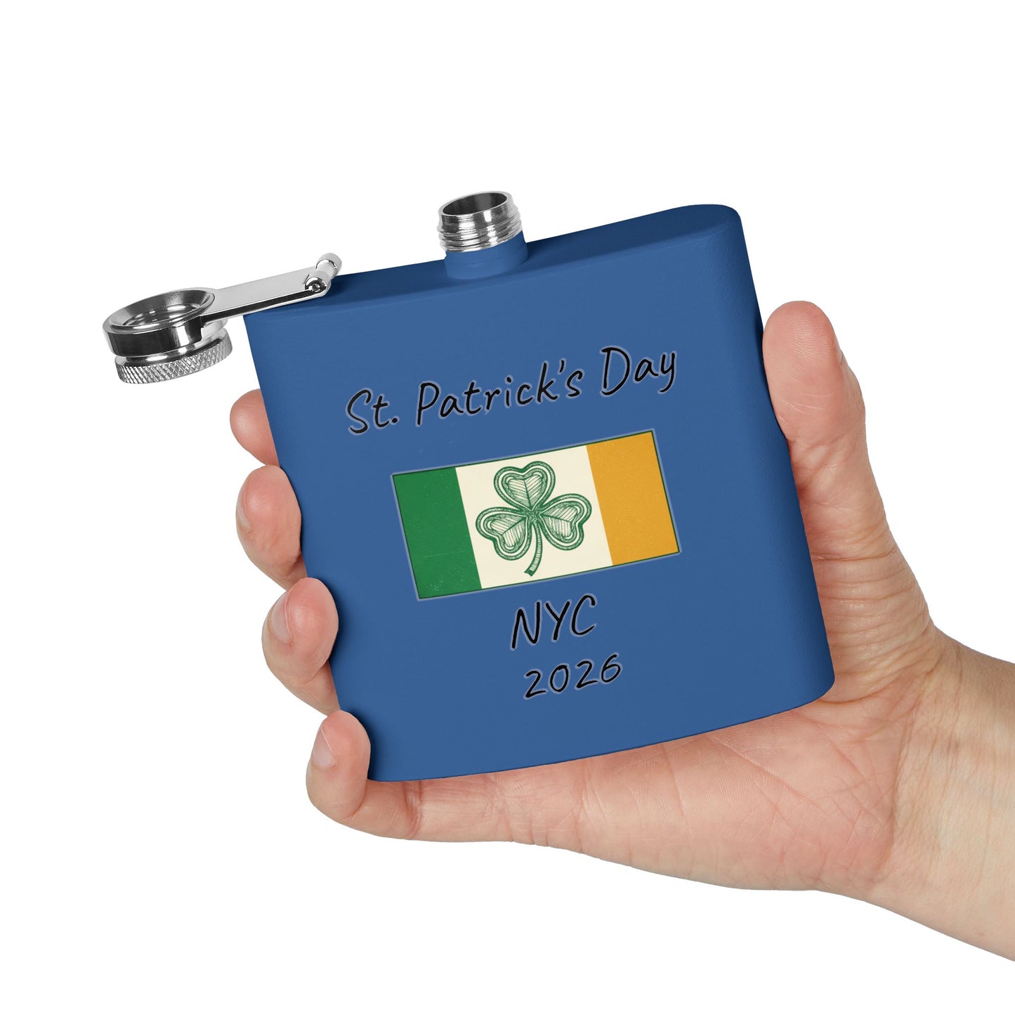 Stainless Steel Flask — Personalize St. Patrick's Day NYC 2026 Design