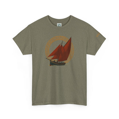 Galway Hooker Nautical T‑Shirt — "Heritage Sails On" Personalized Back & Sleeve Tee