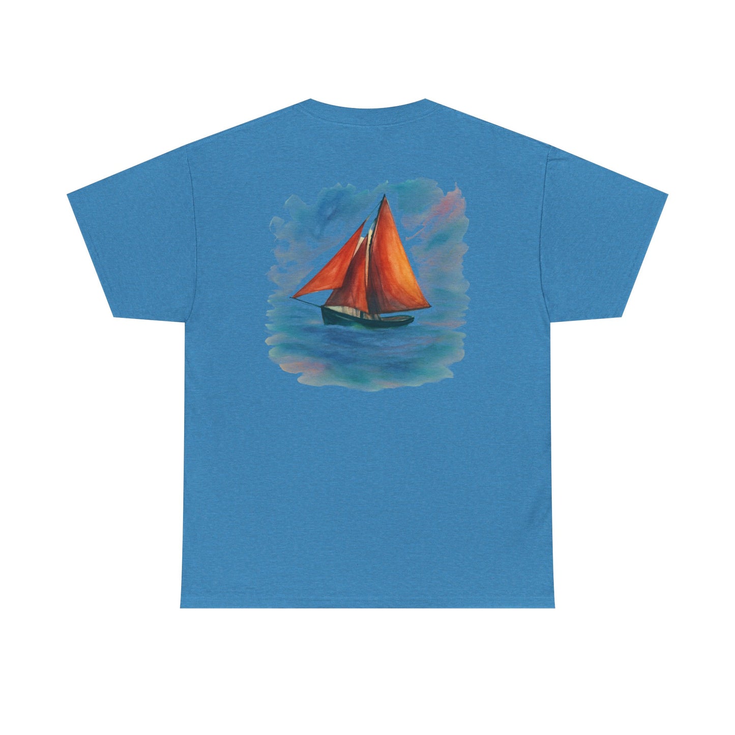 Personalized Irish Tides Unisex Heavy Cotton Tee | Galway Hooker Watercolor | Nautical Ocean Lover Gift