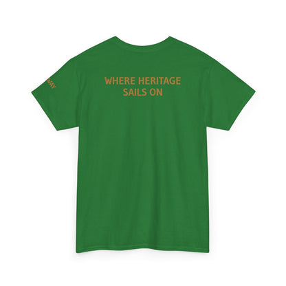 Galway Hooker Nautical T‑Shirt — "Heritage Sails On" Personalized Back & Sleeve Tee