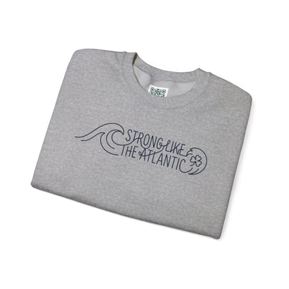 Irish Crewneck Sweatshirt — "Strong Like the Atlantic" Minimal Wave Design