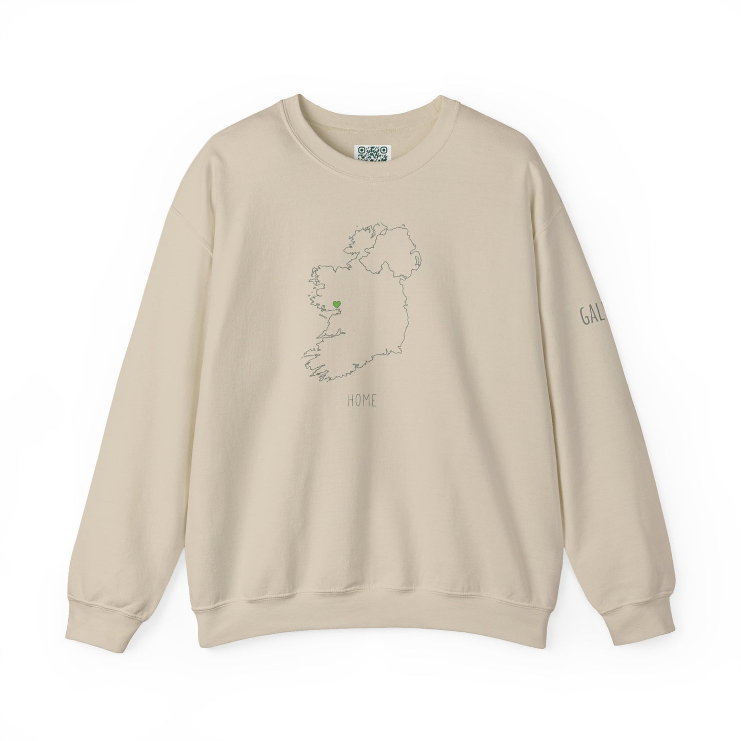 Ireland Outline Crewneck Sweatshirt — Minimal Irish Map Design with 'Heart' Accent Personalize