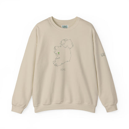 Ireland Outline Crewneck Sweatshirt — Minimal Irish Map Design with 'Heart' Accent Personalize